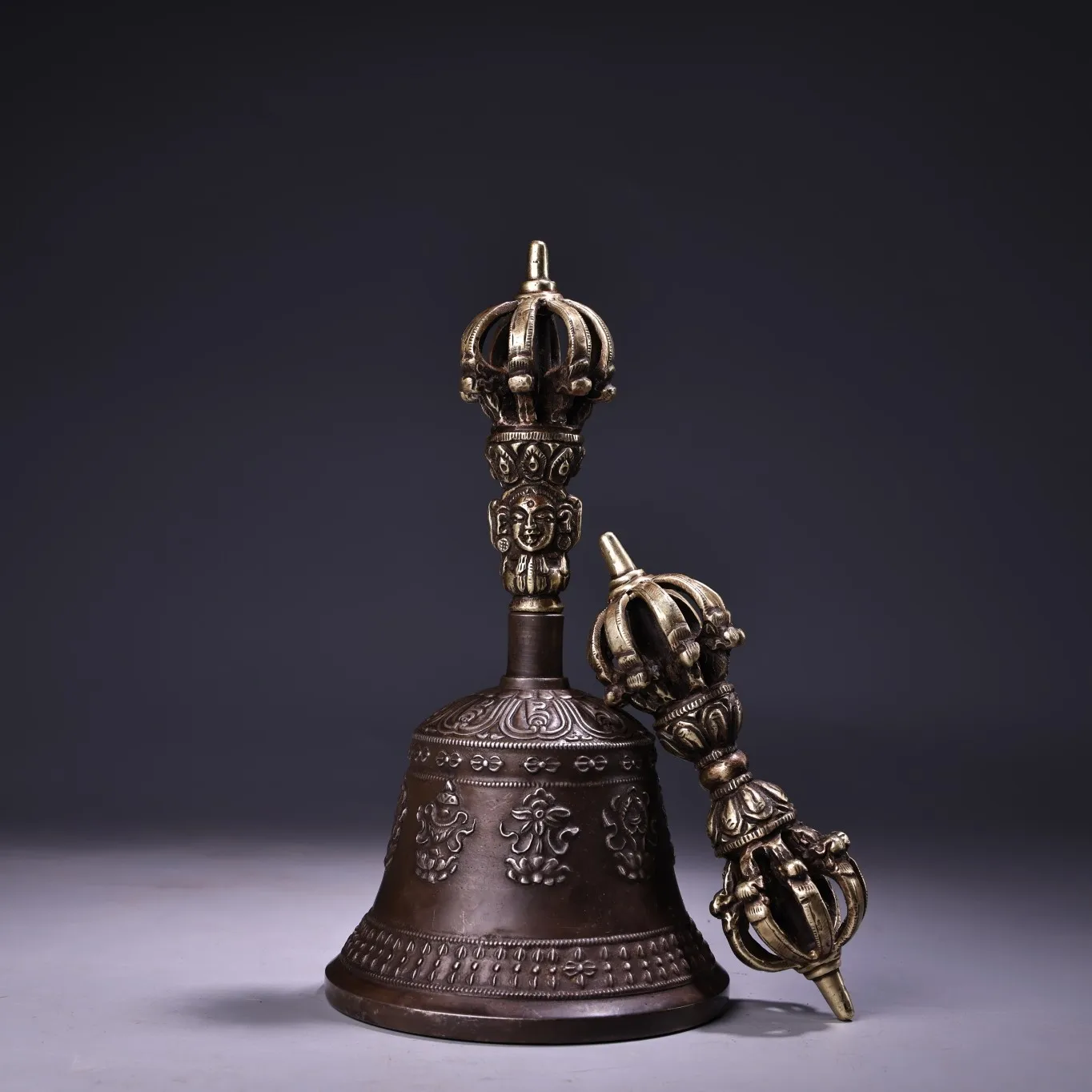 7-дюймовая коллекция тибетского храма старая бронза киноварь голова Махакала