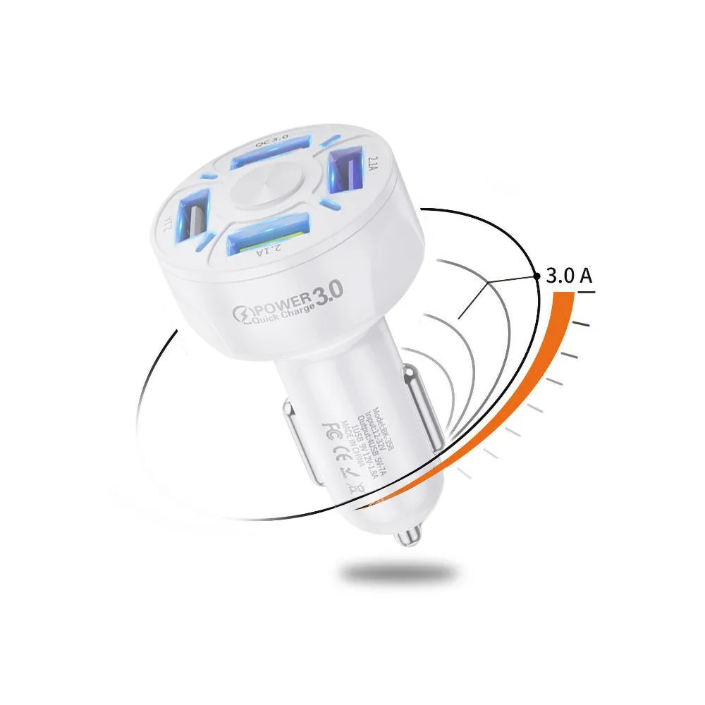 

Адаптер для быстрой зарядки со светодиодным дисплеем QC 3,0 USB белый аксессуар