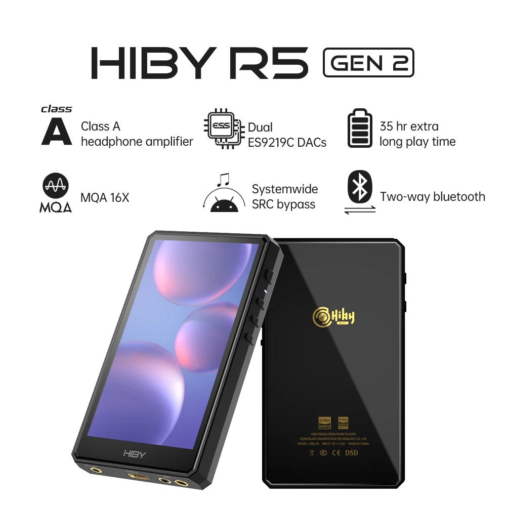 HiBy R5 Gen 2 / II портативный MP3 музыкальный плеер Android HiFi нанимает Dual ES9219C Bluetooth MQA 16X USB DAC