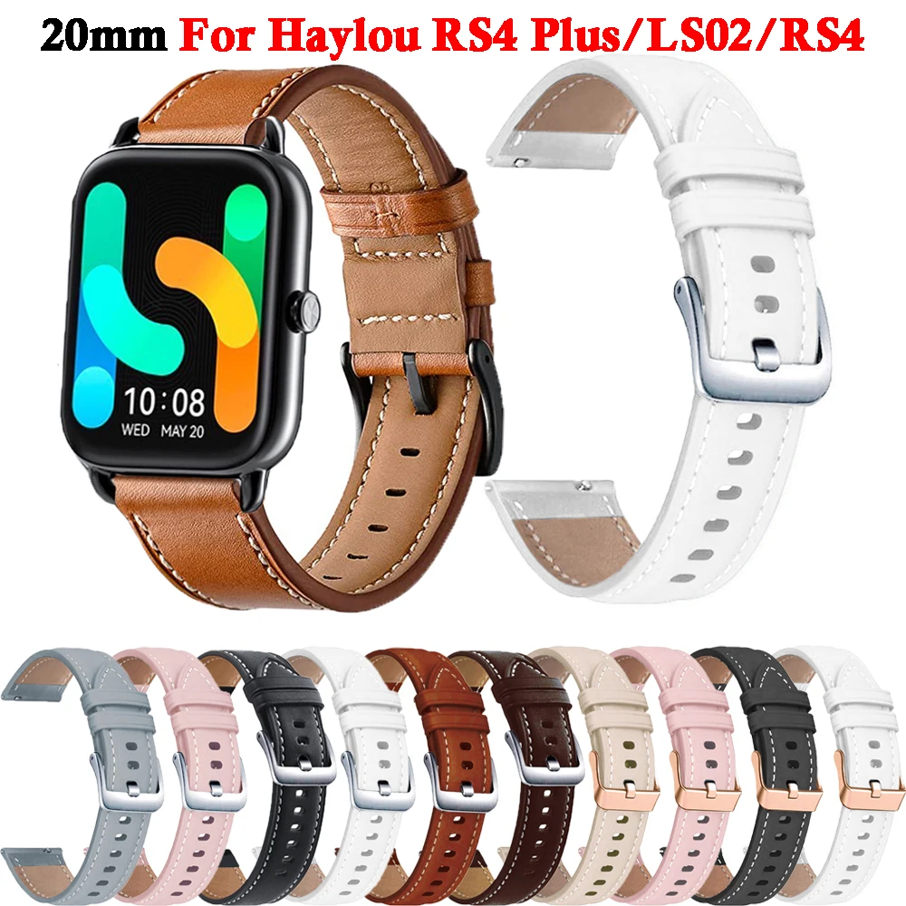 Кожаный ремешок для часов Lou hayrs4 plus, браслет 20 мм для Xiaomi Haylou LS02/Rs4, аксессуары для часов