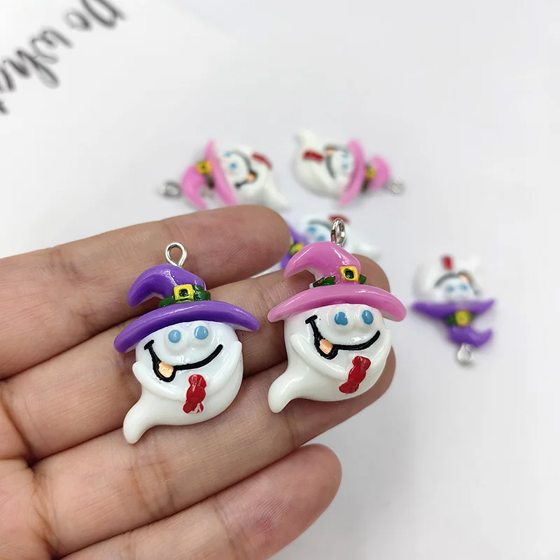 

10pcs Fashion European Ghost Specter Charms Resin Halloween Pendant Flatback For Earring Keychain DIY Jewelry Making Findings