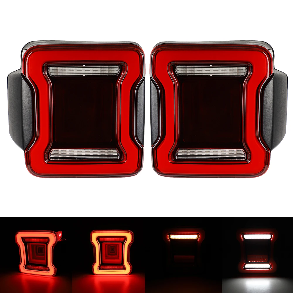 

2x Светодиодные Задние Фонари Для Jeep Wrangler JK 2007-2018, Стоп-сигналы, Задние Дневные Ходовые Огни, Черные, Из Поликарбо...