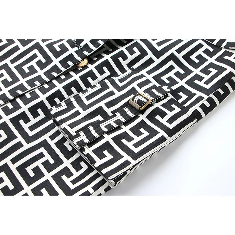 Черно-белый тренч со сластикой женский свободный вариант с завязками пальто для