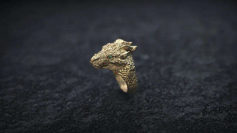 

Gold Dragon Ring, Gold Dragon Head Ring, Gold Dragon Jewelry,, Dragon Ring Gold
