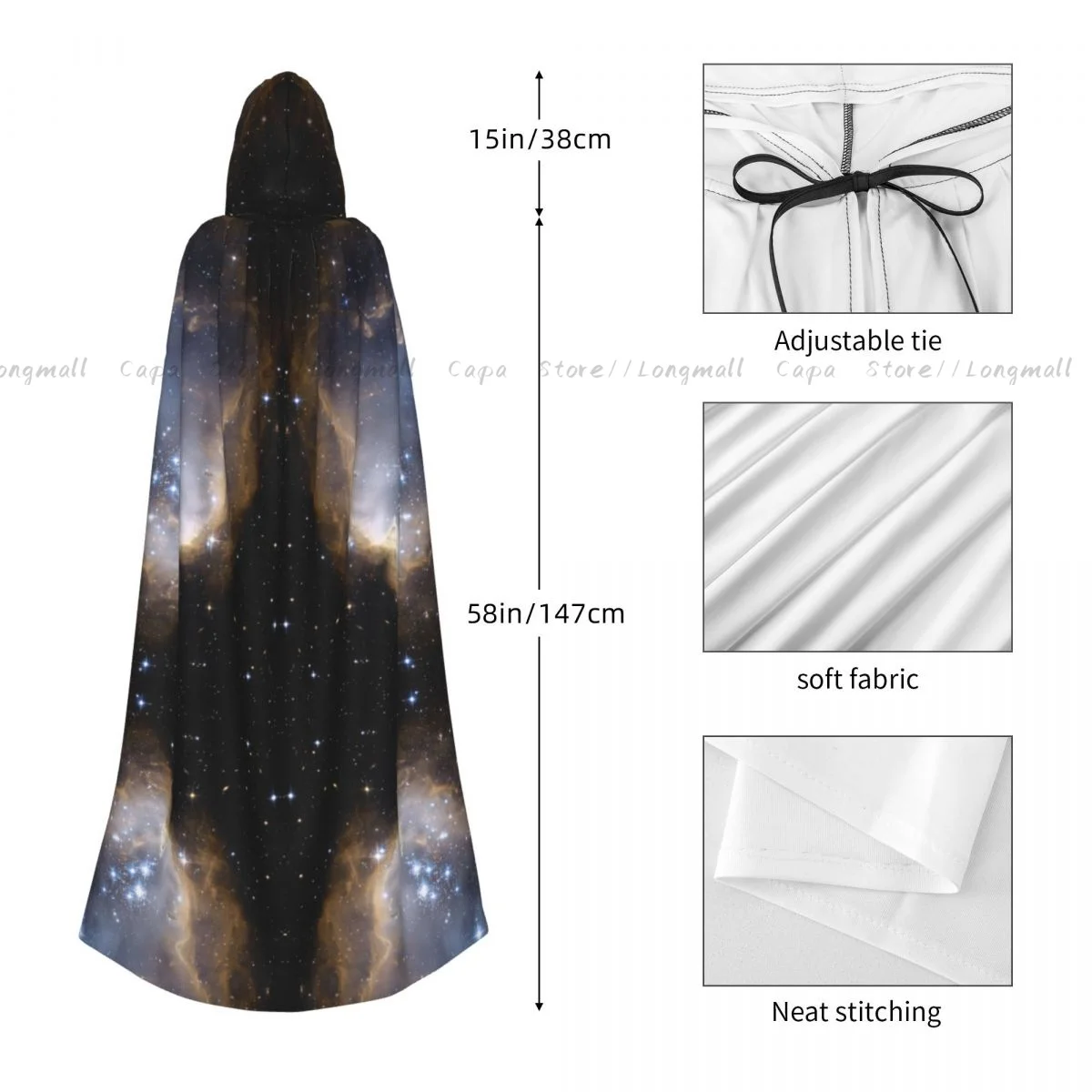 Небо со звездами и туманностью плащ с капюшоном пальто костюм для косплея на