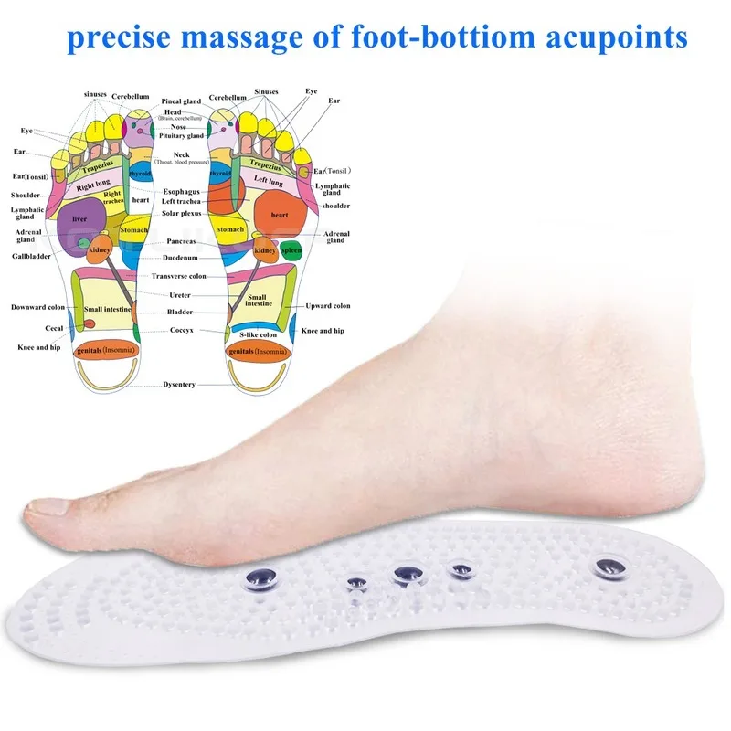 Unisex Magnetic Therapy Massage Insoles Foot Acupressure Shoe Pads Therapy Slimming Insoles for Weight Loss Transparent