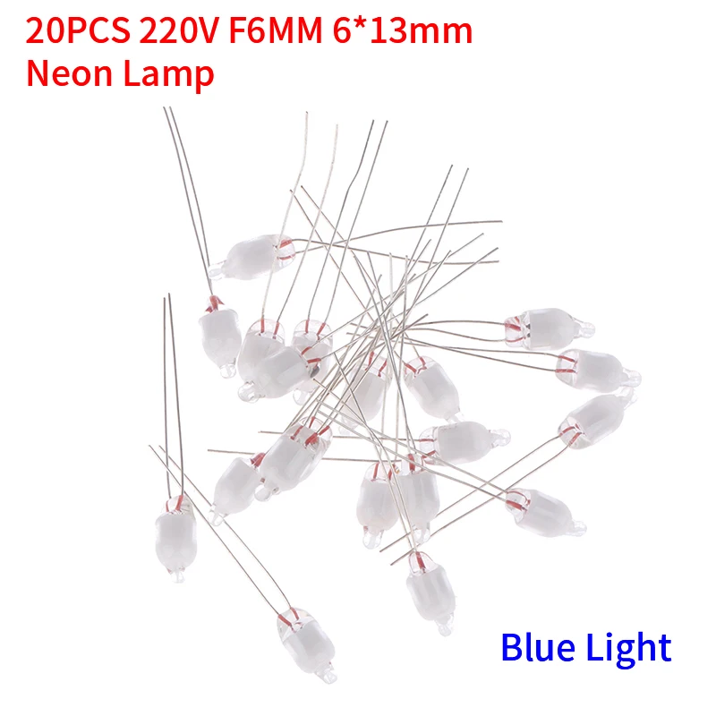

20Pcs Neon Indicator Lamps With Resistance Connected To 220V 6*13 Mm Indicator