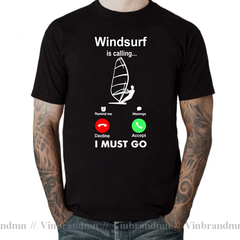 Fashion Retro Windboarding T-shirts Vintage Kitesurf tshirt Windsurf Kite Boarding Kiteboarder T shirt men Windsurfer tee shirts