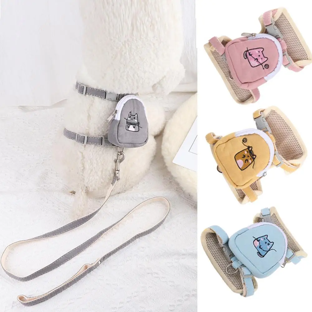 

Cat Cute Traction Rope With Backpack Wear-resistant Adjustable Size Leash Pet Supplies For Walking Training