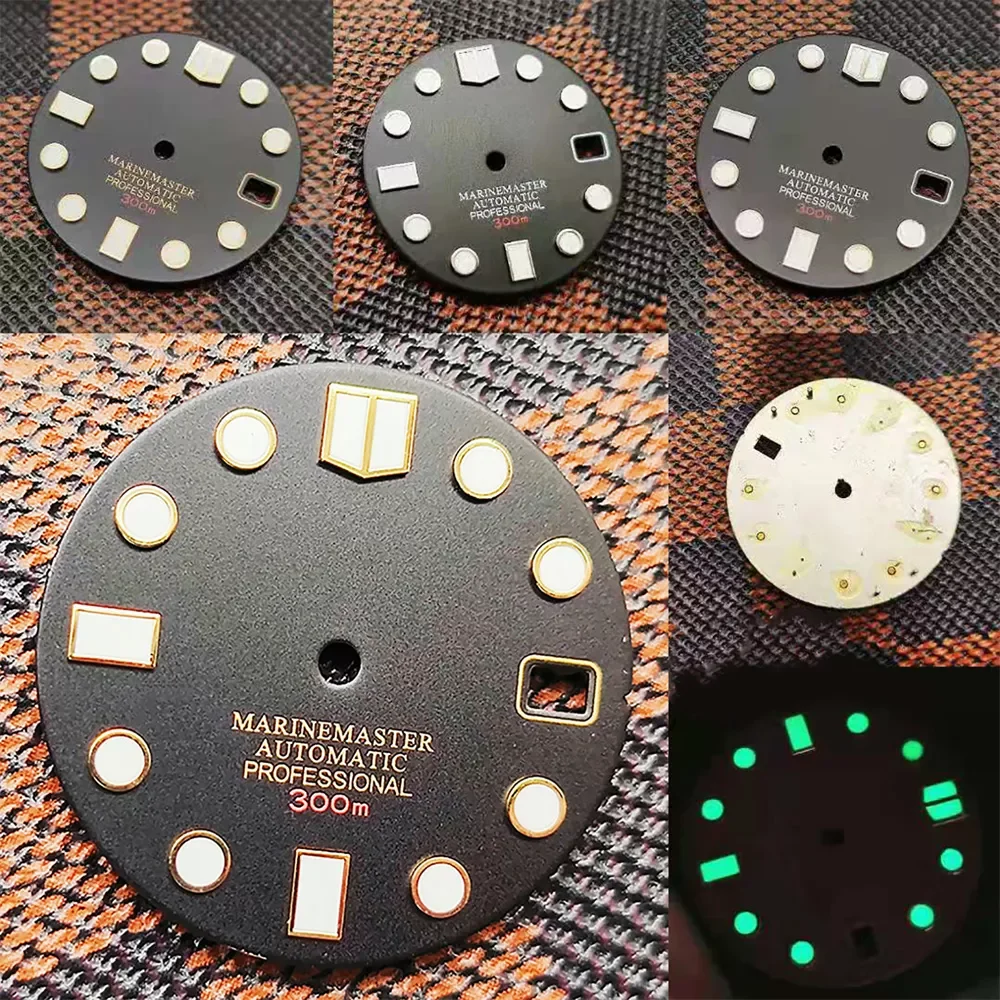 

accessories make for dial face plate Matte Texture 28.5mm C3 Green Luminous watch plate for SKX007 NH35 dial watch dial
