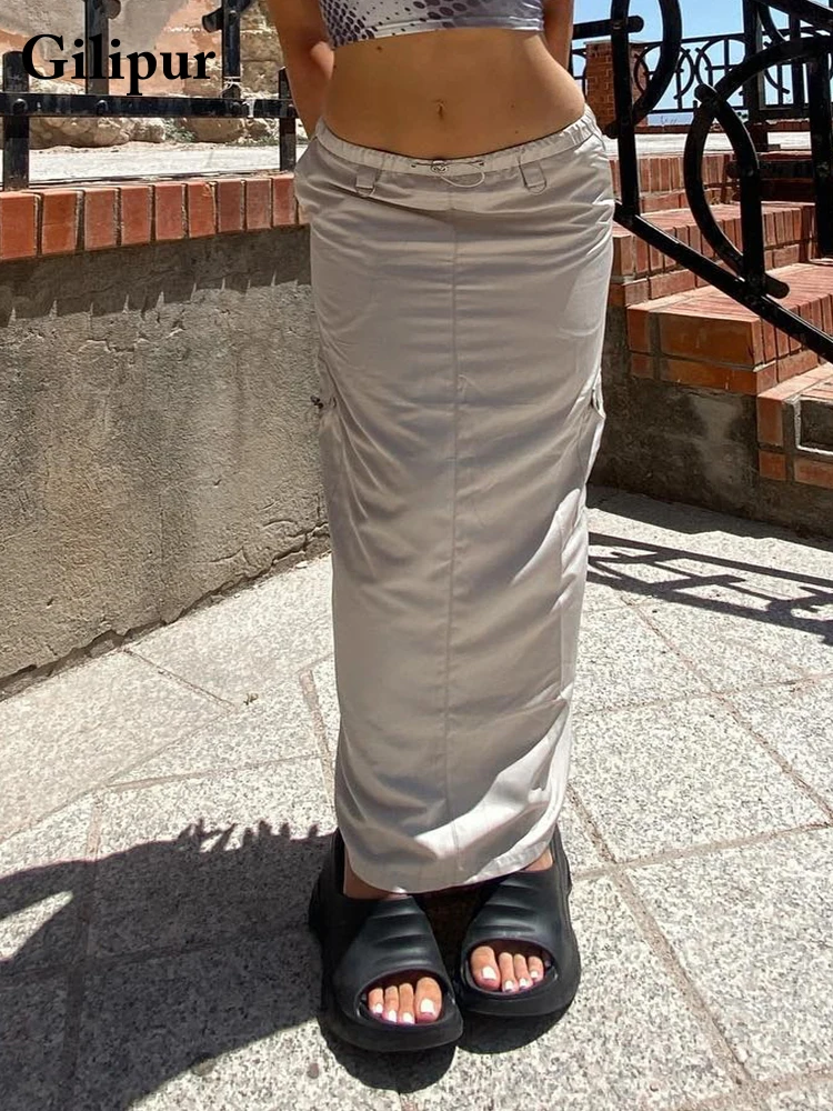 Винтажная Женская Повседневная Длинная юбка макси модная эстетичная уличная