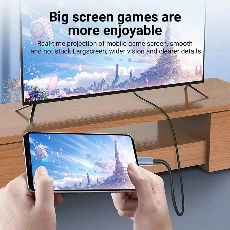 Фото Кабель для преобразования видео 4K30Гц/60Гц HD Type-C в HDTV, кабель для синхронной передачи изображения, для ТВ и компьютера, 0.1/2 метра, плетеный кабель для проекции экрана №4