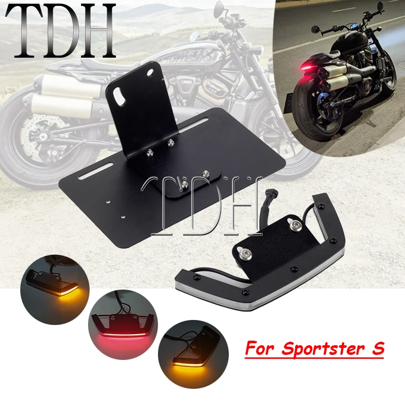 

For Harley Sportster S Motorcycle Tail Tidy LED Brake Lamp Turn Signal Light License Plate Mount Bracket Fender Eliminator Kit