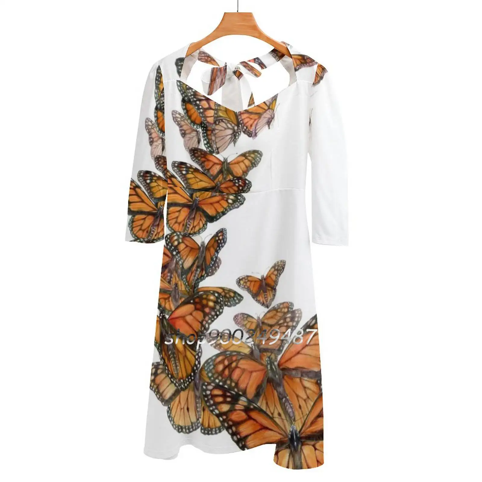 

Женское платье Monarch Flight Sweet, элегантное корейское платье с квадратным вырезом, бабочками, монархими, насекомыми