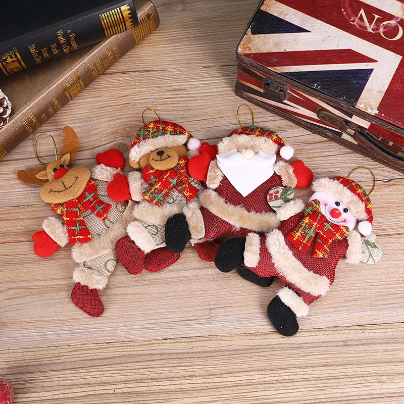 

4 шт. Рождественские куклы, украшения для елки, олень, снеговик, Санта-Клаус, стоячие куклы, украшение на новый год, Рождество