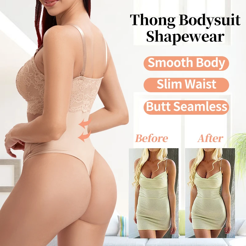 Lace Thongs Bodysuit Shapewear Women Seamless Full Body Shaper Slimming Waist Tummy Control Underwear Flat Belly Nude Corset