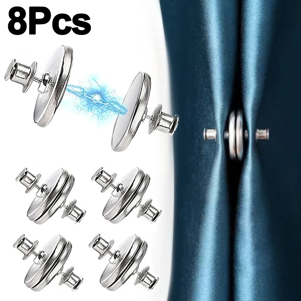 

8Pcs Curtain Magnet Snaps Home Lightproof Sticky Buttons Fasteners Bedroom Office Strong Magnetic Fixed Button DIY Sewing Snap