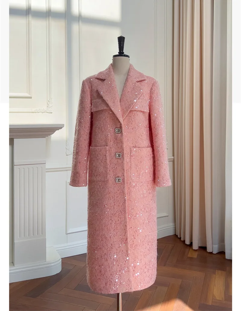 YIGELILA женское шерстяное длинное пальто 2024 зимняя однобортная верхняя одежда