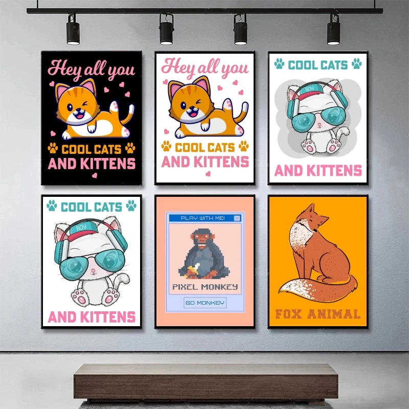 

Posters and prints Cool Cats and Kittens Living Room Birthday Gifts Modern Home HD Print Art Prints Kid Action Figures