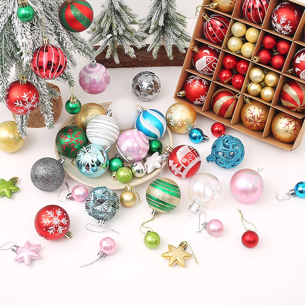

42 PCS Mixed Christmas Balls Baubles Xmas Tree Ornament Christmas Decoration Materials 2023 For Home Garden Decor 3 To 6CM