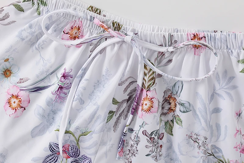 2022 Women Floral Silk Pajamas Set 2 Piece Set Short Sleeve Pajamas Suit Female Pijamas Women Sleepwear