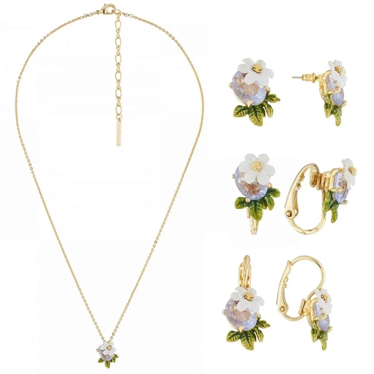 Эмалированная глазурь серии белый цветок фиолетовая серьга-гвоздик зажим для