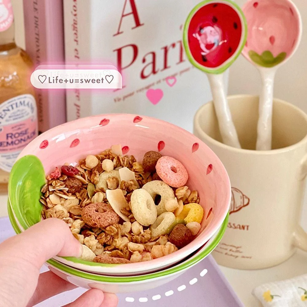 Детская милая искусственная ложка столовая посуда Большая керамическая для