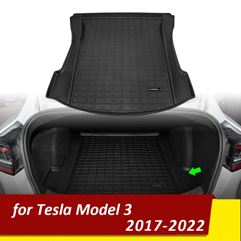 

Автомобильный коврик из ТПЭ для заднего багажника Tesla Model 3, водонепроницаемые защитные накладки, поднос для багажника, напольный коврик, акс...