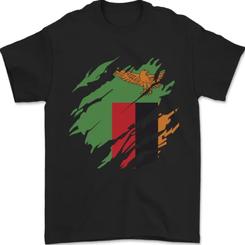 Мужская футболка с изображением Замбийского флага 100% хлопок