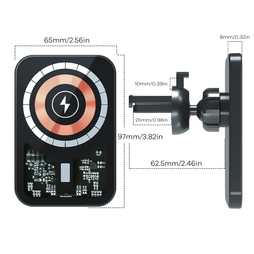 Магнитное автомобильное беспроводное зарядное устройство Magsafe 15 Вт для iPhone 12 13 14