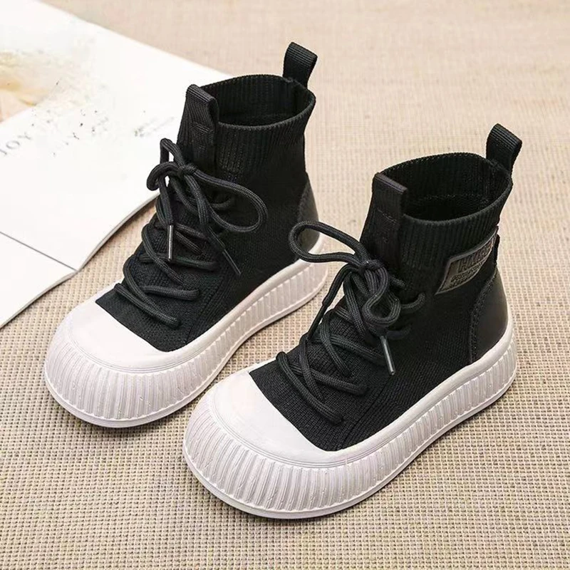 Модные детские Нескользящие дышащие кроссовки-носки высокие ботинки для