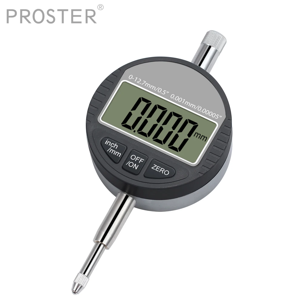 

Proster 0.001/0.00005'' DTI Digital Dial Indicator Aluminum Alloy LCD Electronic Probe Indicator Dial Test Gauge Range 0-12.7mm