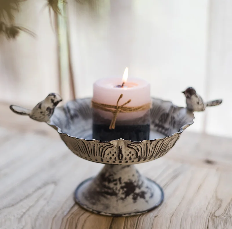 

Juhan iron candlestick bird eating basin gardening storage flowerpot holder decorative ornaments retro European style