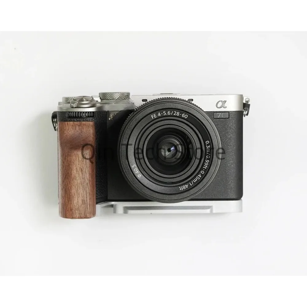 Фото Деревянная L-образная подставка из эбенового ореха для Sony A7C II A7CR, рукоятка-держатель с быстросъемной пластиной Arca Swiss, удлиненный базовый держатель для штатива №1