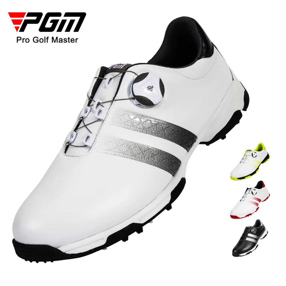 

PGM Men's Patent Anti-skid Studs Waterproof Breathable Fast Lacing Casual Sports Training Golf Shoes XZ160