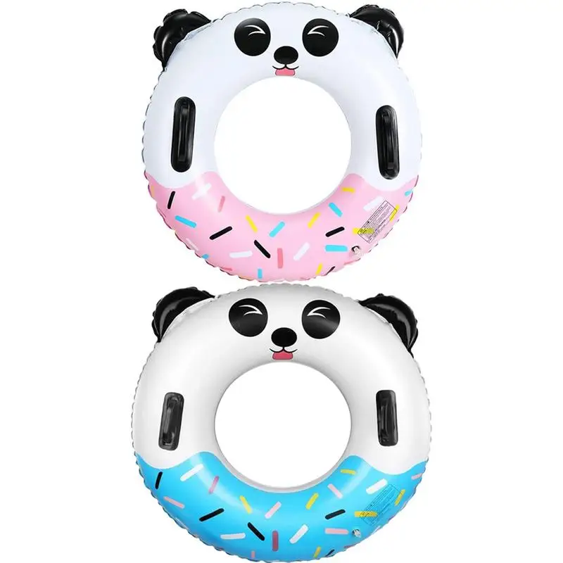 

Children Swimming Tube Inflatable Swim Rings for Kids 12-Inch Swim Tubes with Handles Cartoon Donut Panda Beach Pool Party Toy