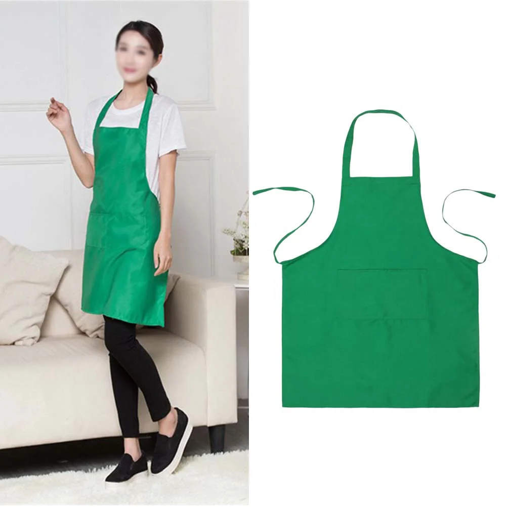 2 шт. однотонный фартук нагрудник с шейным ремнем водонепроницаемый для