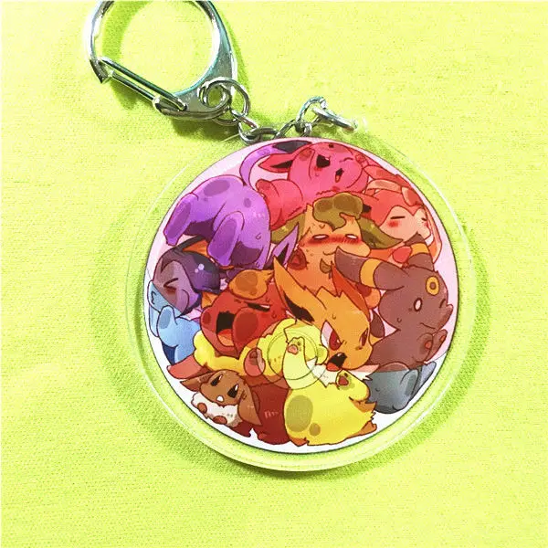 

Anime Derivative Pokemon Eevee Transparent Acrylic Keychain Pendant Chain Key Ring