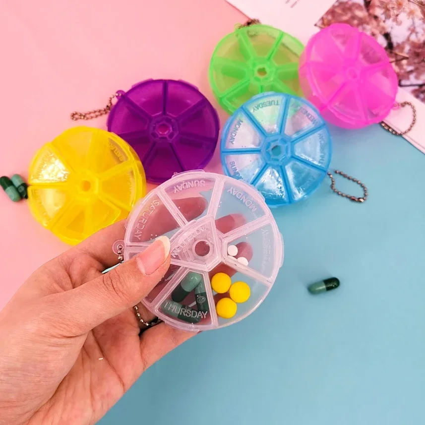 Мини-круглая коробка для таблеток 7-дневная еженедельная медицинская аптечка