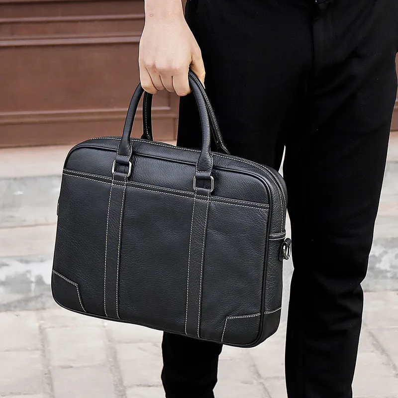 AETOO  Computer bag Commuting leisure leather Business briefcase cowhide men's portable Business bag handbag Business bag
