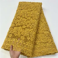 african lace fabric 2022 high quality lace nigerian full gold sequin lace fabric french milk silk fabric for garment or3702