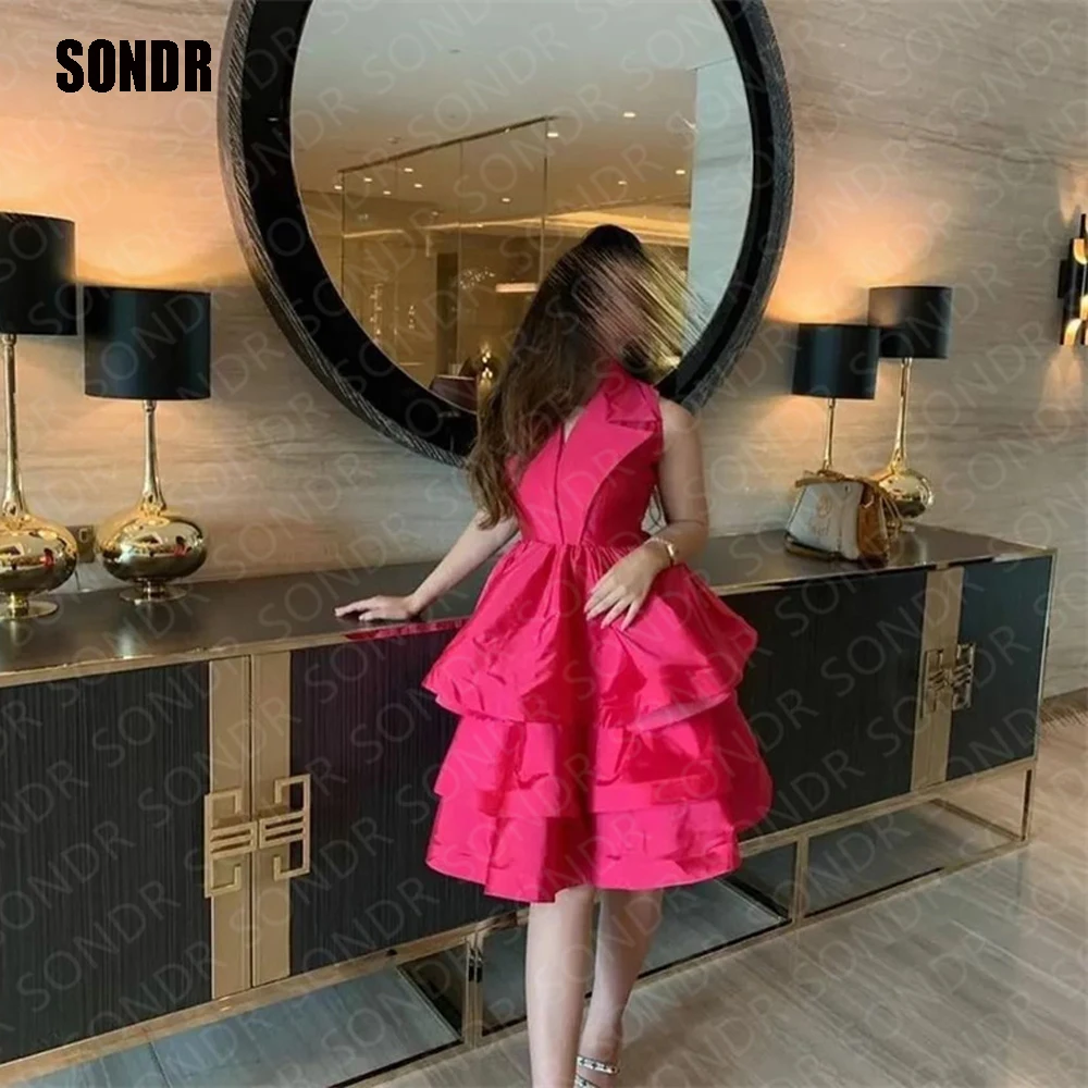 

SONDR Red Satin Sleeveless Evening Dresses A Line Tiered Formal Prom Party Dresses Robe De Soirée 2023 Abendkleider Dubai