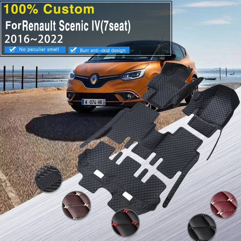 

For Renault Scénic IV 2016~2022 Car Floor Mats 7 Seater Anti-pollution Pad Foot Mat Tapete Automotivo Para Carro Car Accessories
