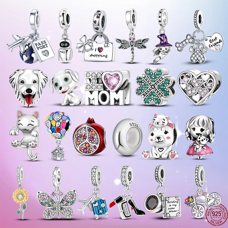 

Самолёт подвеска клевер подвеска Собака Шарм 925 Серебро Медведь бусины подходят оригинальные Pandora шармы браслет DIY поддержка дропшиппинг оп...