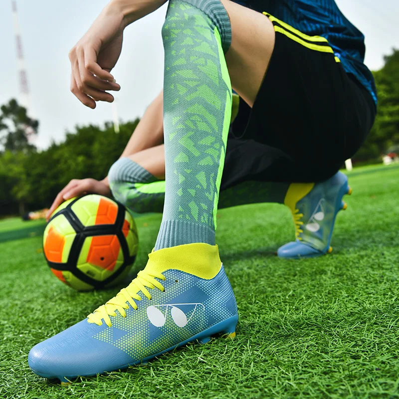 R.xjian Men Soccer Shoes FG/TF Summer High Top 35-46 Kids Football Boots Women Breathable Soccer Cleats  Football  shoes