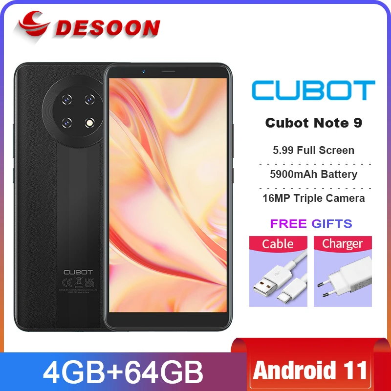 Cubot Note 9 3GB+32GB Smartphone 5900mAh Battery Octa Core Mobile Phone 5.99