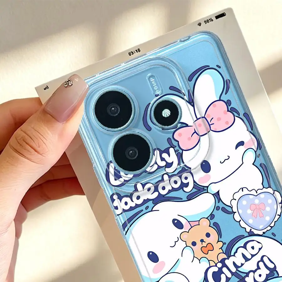 Фото Прекрасный мягкий чехол для телефона Sanrio Cinnamoroll для Xiaomi Redmi Note 15 11S 10S 9 10 13C 11 A4 12S 14C 12 Note 13 14 Pro Plus №3