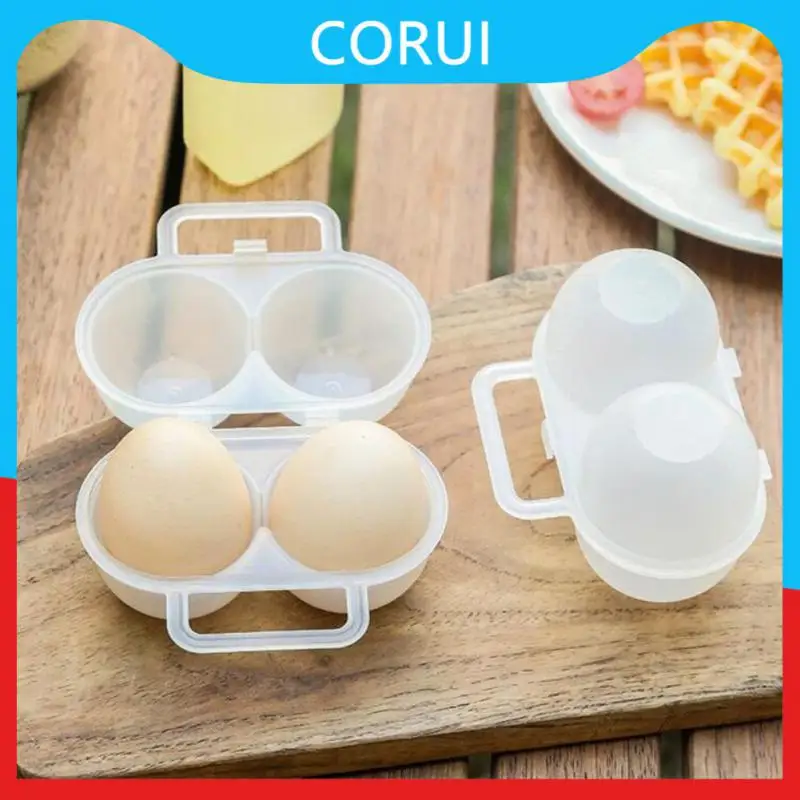 

Mini Egg Storage Container 2 Grids Plastic Egg Storage Box Transparent Kitchen Organizer Newest For Outdoor Camping Picnic Box