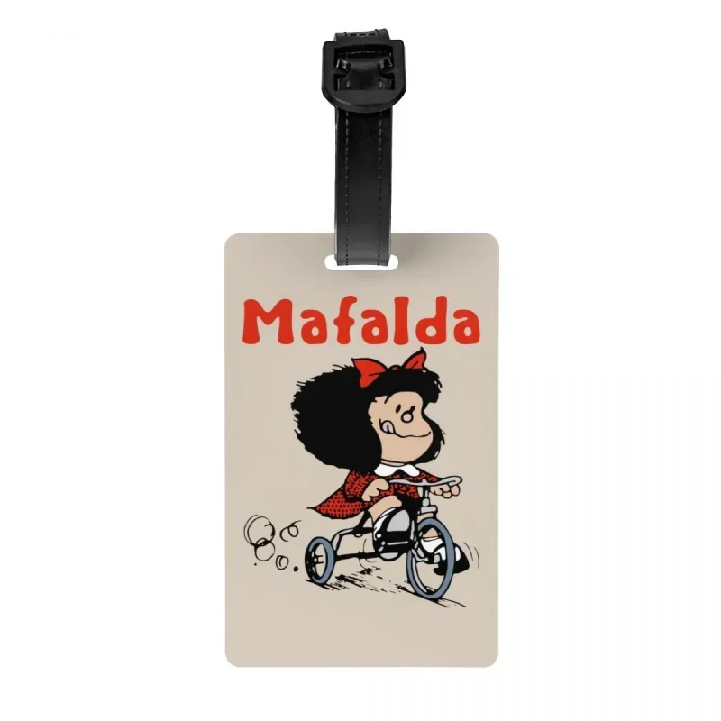 

Mafalda велосипедная 3-колесная багажная бирка Quino манга мультяшная дорожная сумка чемодан Крышка для конфиденциальности идентификационная этикетка