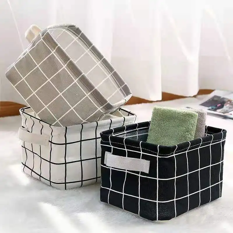 

Foldable Storage Box Fabric Bedroom Sundries Desk Stationery Storage Basket Not Occupy Space Cosmetic Organizer Home Accessories